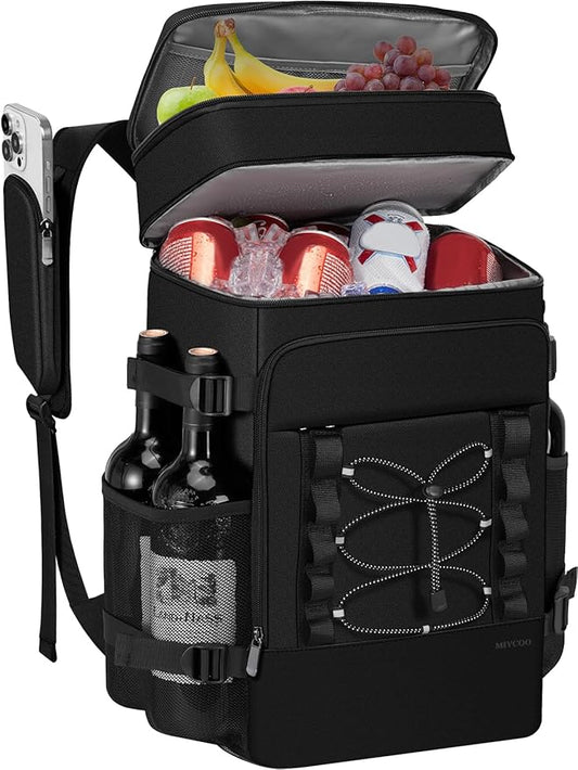 Cooler Backpack - 40 Cans Insulated Backpack Cooler for Men & Women, Portable 2 Leak Proof Compartments Coolers Bag for Beach Travel Picnic Lunch Hiking BBQ Camping - MIYCOO