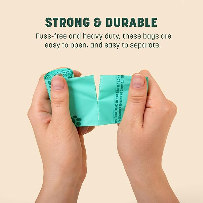 HoldOn Pet Waste Bags - Unscented Leak Proof & Tear Resistant Dog Poop Bags Extra Thick Durable (1 Pack)