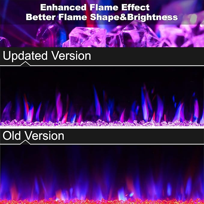 42" Fireplace in-Wall Recessed and Wall Mounted 1500W Heater and Linear Fireplace with Timer/Multicolor Flames/Touch Screen (Black)