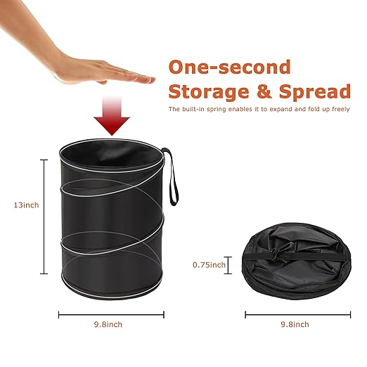 Ginsco 4 Gallons New Leakproof Car Trash Can, Large Trash Can Pop-up Collapsible Hanging Car Trash Bin, Waterproof PEVA Liner Open-Top Garbage Can for Cars Home Office Camping