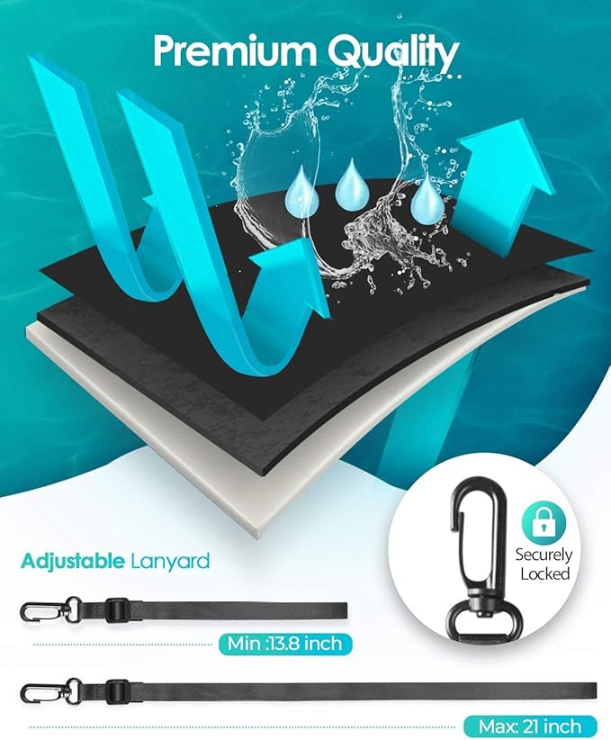 Hiearcool Universal Waterproof Phone Pouch Compatible for iPhone 16 15 14 13 Pro Max Plus Up to 8.3", IPX8 Beach Travel Essentials-Black&Purple-2Pack