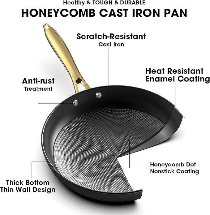 imarku Cast Iron Skillets, 12 Inch Cast Iron Pan, Professional Non Stick Frying Pans Long Lasting Nonstick Frying Pan Nonstick Pans Stay Cool Handle Easy Clean Unique Birthday Day Gifts