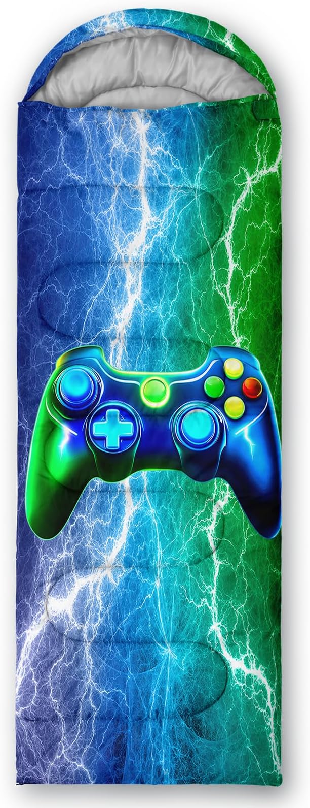 Axolotl Blue Gamepad Sleeping Bag,Waterproof Lightweight Gaming Sleeping Bag Game Console Camping Bag for Boys Teens,Warm and Cool Weather Green Portable Sleeping Bag for Camping Outdoor Indoor