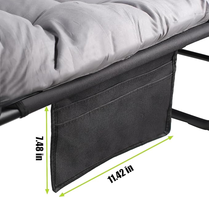 Folding Camping Cot, Adjustable Camping Cot for Adults, Portable Reclining Lounge Chair with Mattress/Pillow, 1200 D Oxford Camping Cots for Indoor/Outdoor