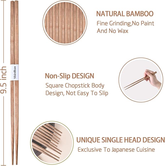 100 pairs Bamboo Disposable Separated Chopsticks With Paper Band Japanese and Chinese Wooden for Sushi Ramen Restaurant, 9.5 Inches(Brown)