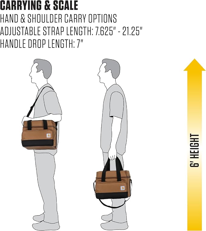 Carhartt Insulated Two Compartment Cooler, Durable Water Repellent Material W/Front Zippered Pocket for Camping, Beach & Travel