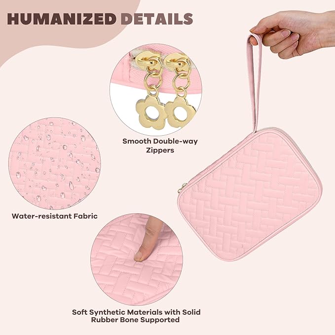 Electronics Organizer Travel Case, Charger Bag Cord Organizer Travel, Compact Tech Pouch Cable Organizer Bag for Charger, Cords, Phone, Headphones, Flash Drive, SD Card (Pink, Small-Single Layer)