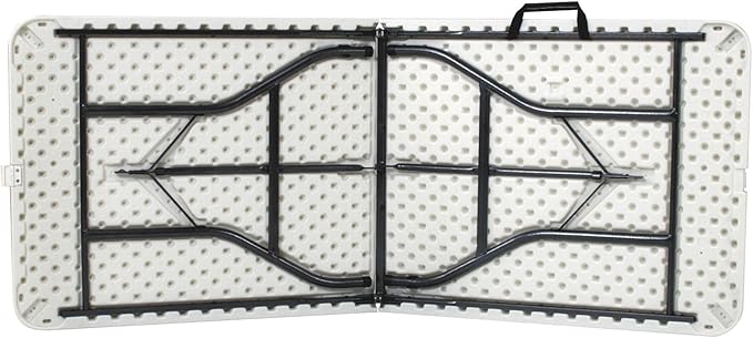 COSCO Fold-in-Half Banquet Table w/Handle, 6ft, White