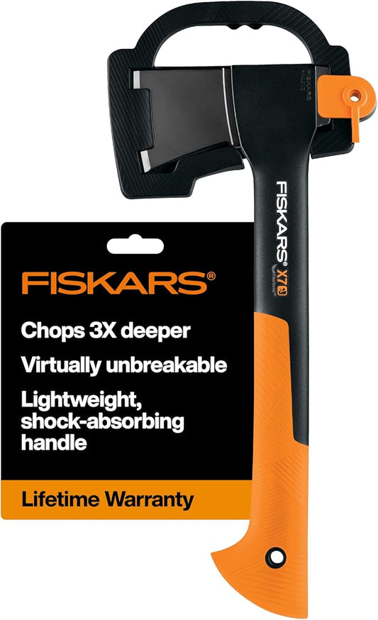 Fiskars X7 Hatchet Lightweight Wood Splitter for Small to Medium Size Kindling with Proprietary Blade and Shock-Absorbing FiberComp Handle, Lawn and Garden Tool, 14 inch, 1.5 pounds
