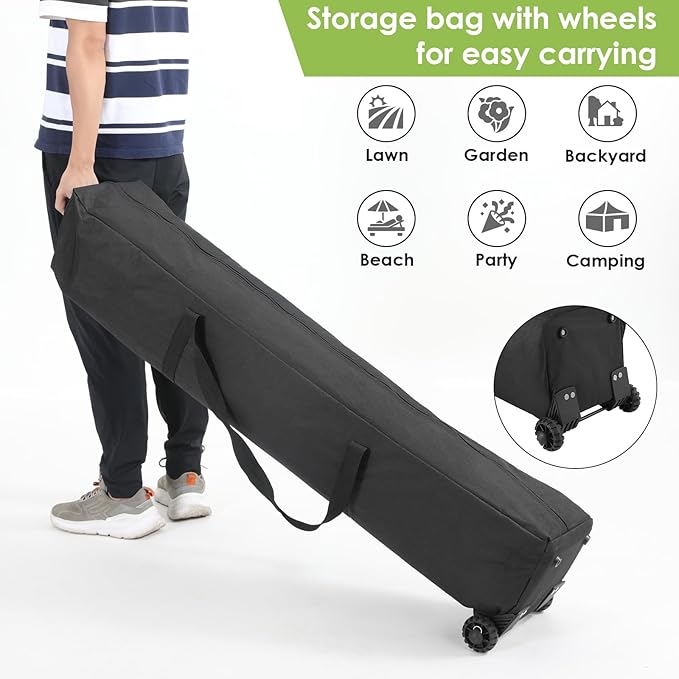 TLSUNNY 12X12 Pop Up Canopy Tent, Camping Shader W/Overhanging Eaves & Sand Bag, Outdoor Gazebo Shelter W/One Push Setup & Wheeled Bag, Height Adjustable, for Patio, Market, Party (Green, 12FTX12FT)