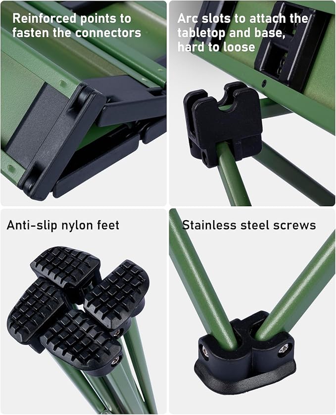 iClimb Ultralight Compact Camping Folding Table with Carry Bag (Green - S)