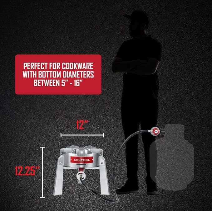 CONCORD Titan Burner. Stainless Steel Single Propane Burner. Great for Camping, Canning, Outdoor Cooking, Home Brewing, and More