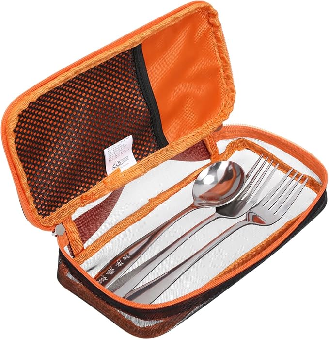Cabilock Camping Organizer Utensil Holder Silverware Case Travel Cookware Kit Storage Bag Tableware Fork Spoon Chopsticks Case for Backpacking Picnic BBQ Hiking Travel