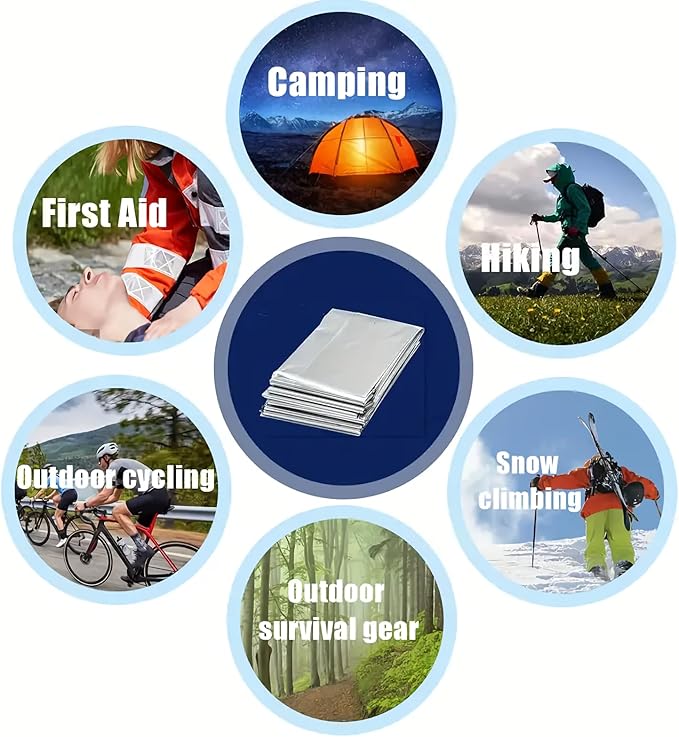 Survival Kit with Windproof Matches (2.6") in Waterproof Case – 2 Thermal Blankets, Fire Rope (1.2"x5.2"), Mini Knife, Wire Saw, 14-in-1 Tool – Bug Out Bag Gear for Camping, Emergency