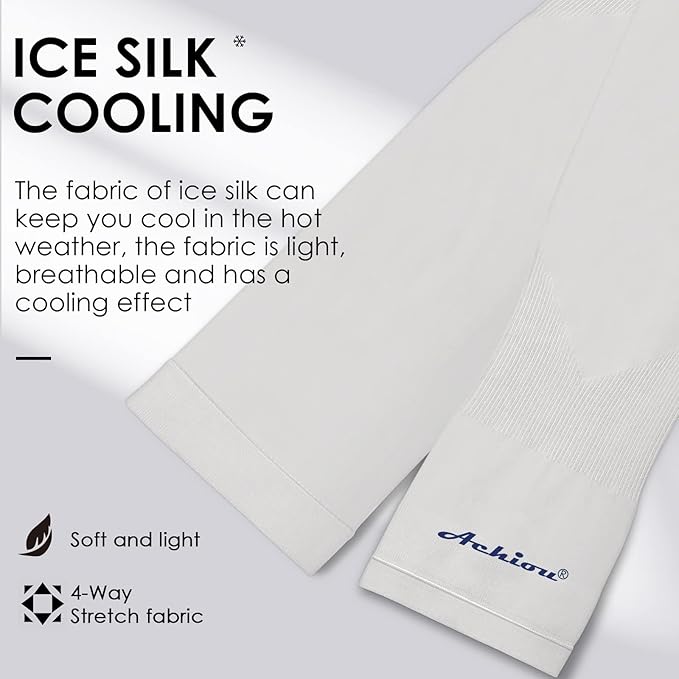 Achiou Arm Sun Sleeves Compression UV Protection Cooling for Men Women Summer Sunblock Basketball Football, Cover Arms Tattoo