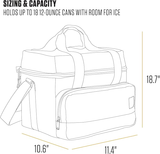 Carhartt Insulated Two Compartment Cooler, Durable Water Repellent Material W/Front Zippered Pocket for Camping, Beach & Travel