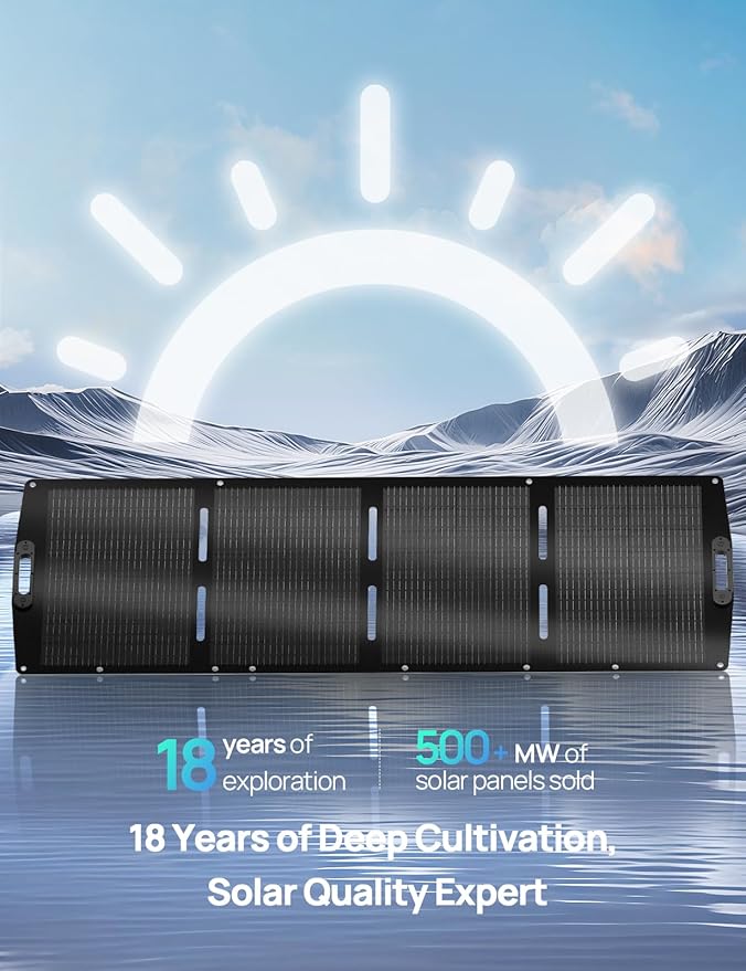 ECO-WORTHY 200W Portable Solar Panel, Foldable Solar Panel Charger 12BB with Adjustable Kickstand,23% High Efficiency for Power Station Outdoor RV Camping Off Grid Hiking