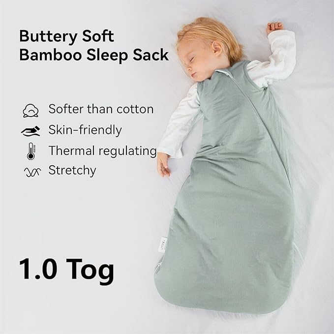 BubblePanda Rayon Made from Bamboo Sleep Sack 18-24 Months 1.0 Tog Soft Toddler Sleeping Sack 2t for Babies 2-Way Zipper Baby Wearable Blanket