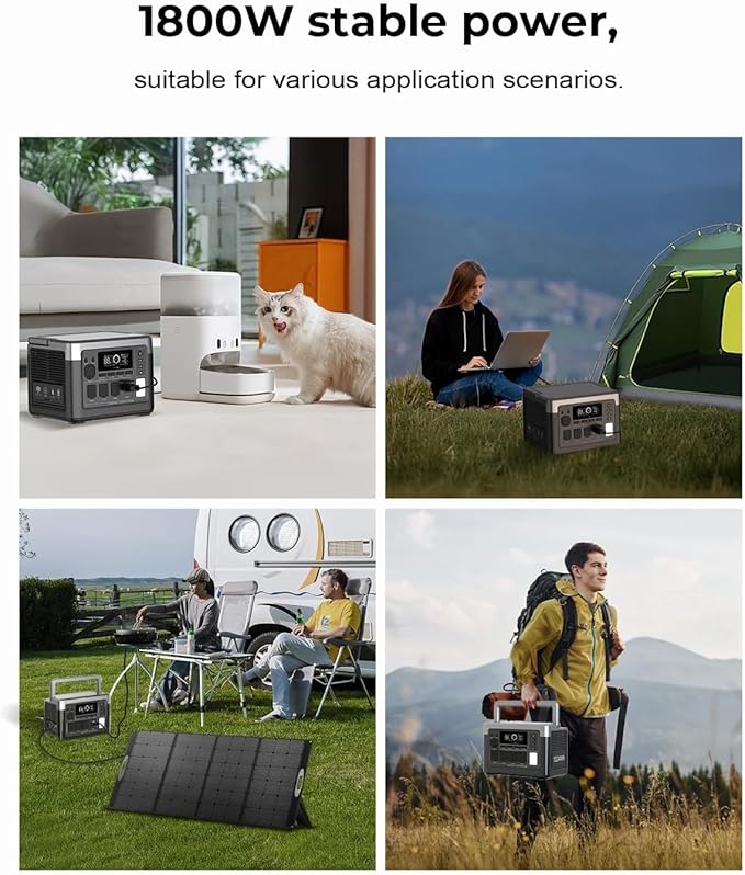 OUKITEL P1000 PLUS 1800W Power Station, 1024Wh Solar Generator 1200W Fast Charging APP Control Emergency LiFePO4 Battery for Home Backup Camping RVs