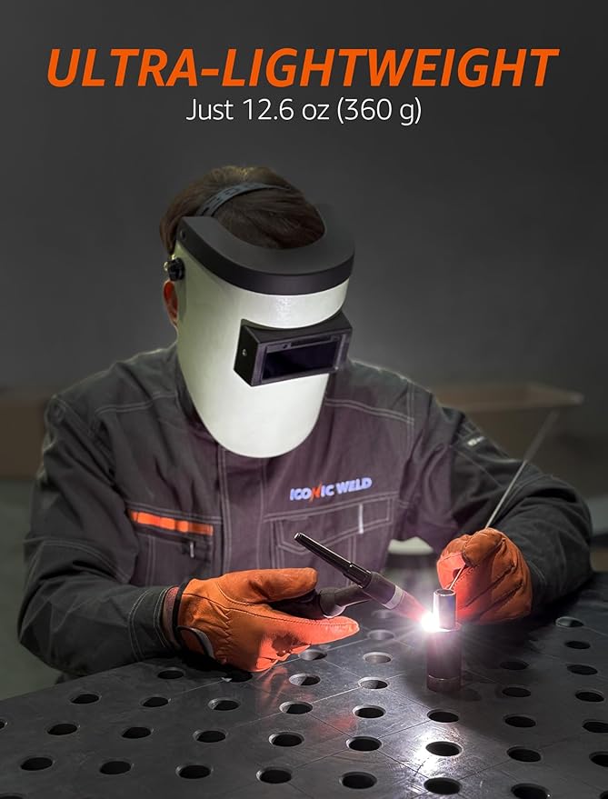 Auto Darkening Welding Helmet - Lightweight, Shade #3/11, with Bag (White)