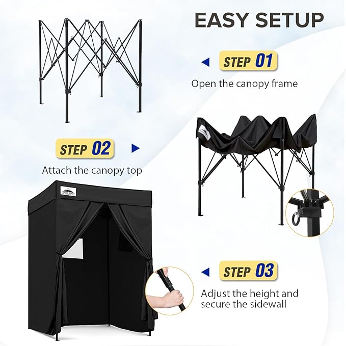 EAGLE PEAK Flex Compact 5x5 Pop-up Canopy Changing Room, Portable Privacy Dressing Room for Indoor Fashion Photoshoots, Camping, or Pool, Black