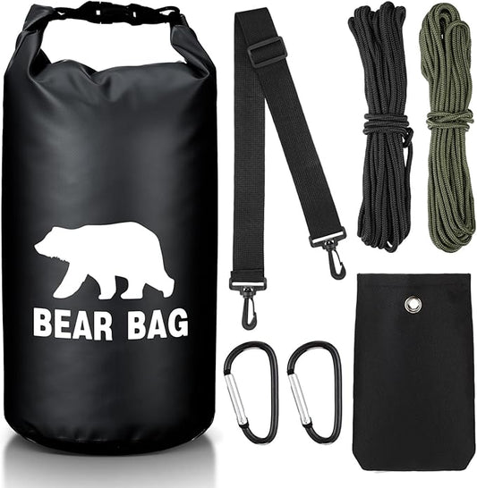 1 Set Bear Food Bag for Camping Ultralight Food Hanging System Includes Waterproof Bear Bag, Nylon Ropes, Hooks for Camping Backpacking