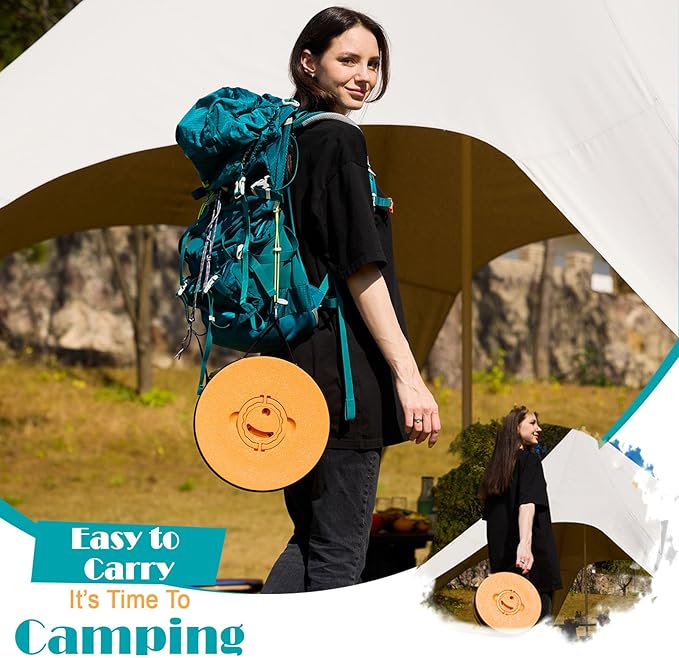 19.7” Heavy Duty Collapsible Stool with Cushion - Portable, Foldable Camping Stool for Adults, Max Capacity 1000lbs