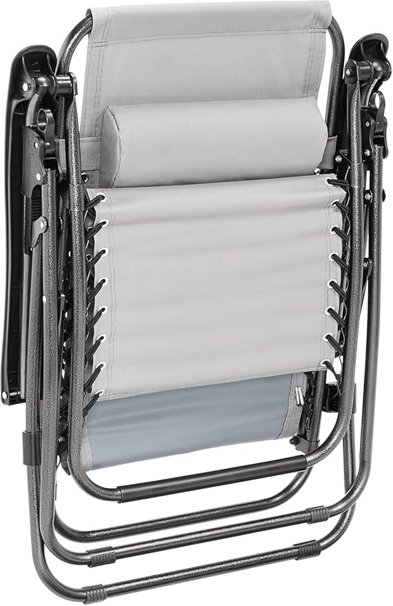 Heavy Duty Zero Gravity Chair with Adjustable Reclining, Extra Large Side Table, Gray 600D Polyester, Powder-Coated Steel Frame, 300 lbs Capacity (2)