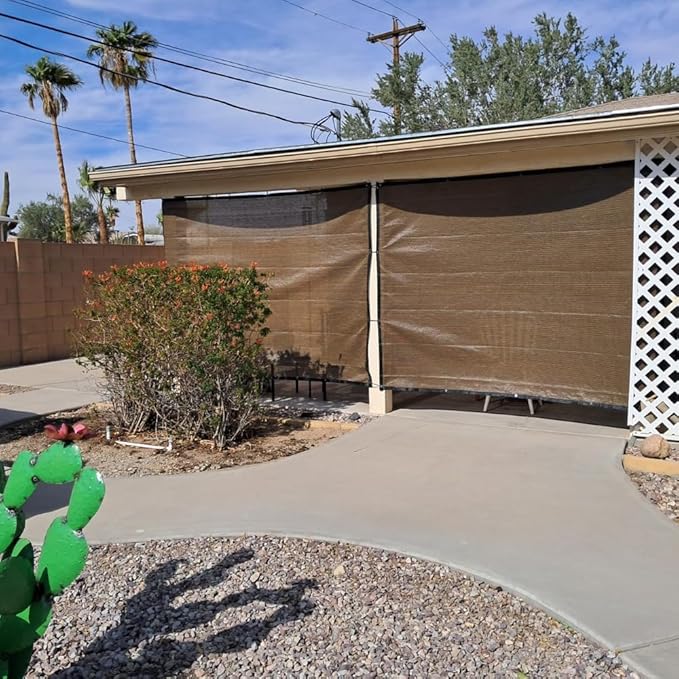 90% Sun Shade Cloth for Patio, 12x15 Ft Breathable Sunshade Fabric for Garden, UV Resisant & Privacy Protection Shade Screen for Pergola, Backyard, Deck, Pool, Balcony, Mocha