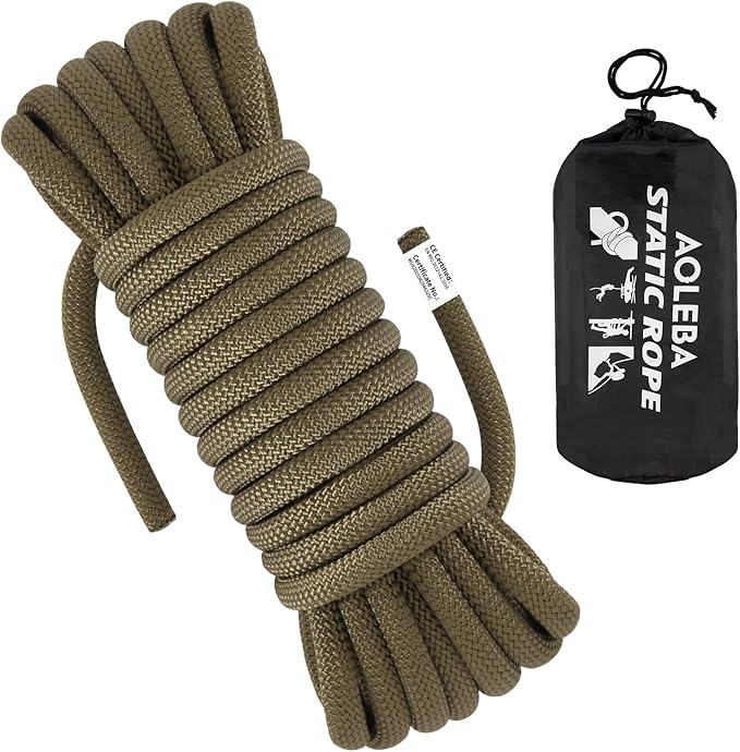 AOLEBA 10.5 mm Static Climbing Rope 10M(32ft) 20M(64ft) 30M(96ft) 50M(160ft) 70M(230ft) Outdoor Rock Climbing Rope, Escape Rope Ice Climbing Equipment Fire Rescue Parachute Rope