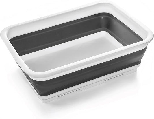 BINO Collapsible Wash Basin - White | Portable Dish Tub | Kitchen | Camping | Sink | Home Essentials | Baby Travel | Folding Dish Pan for Maximum Space Saving