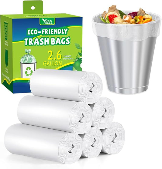 2.6-Gallon Small Trash bags: Clear Bathroom Trash Bags Small Garbage Bags for Bathroom Bedroom Office - 10L Mini Trash-Can-Liners (120 counts)
