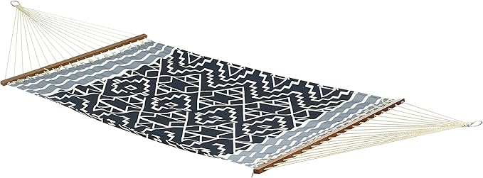 Fab Habitat Tribal Recycled Polyester Hammock - Kilimanjaro - Black - Indoor/Outdoor, Quick Dry, 2 Person 460 lbs Capacity - Patio, Poolside, Backyard, Garden, Beach, Balcony - 12-14 ft Adjustable