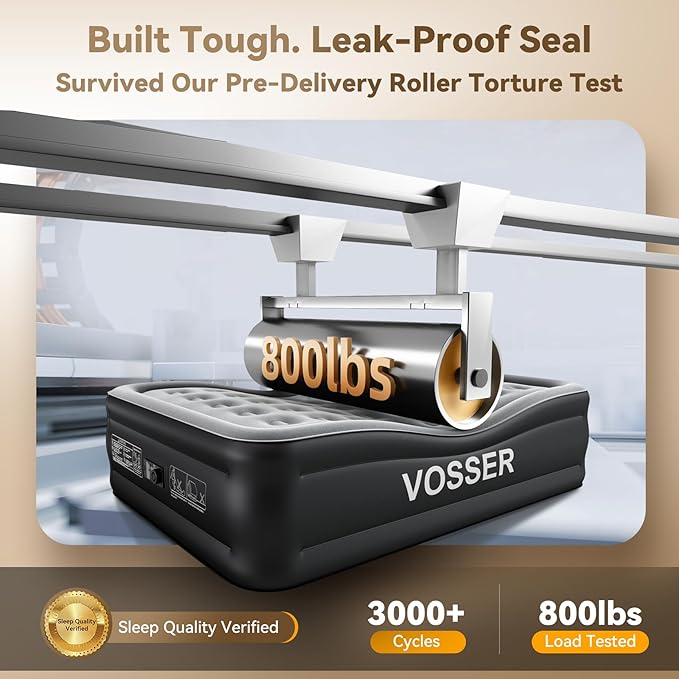 Air Mattress Queen with Built in Pump,Blow Up Mattress in 3 Mins,18'' Raised Self Inflatable Mattress,Portable Airbed for Home,Floor&Camping,Queen Size Air Matress for Adults,660LB Max,Black