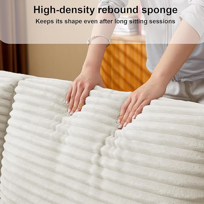 68.11" Corduroy Sleeper Chair Bed with USB Port, Cup Holders & Side Storage Pockets – 3-in-1 Foldable Sofa Bed for Guest Room, Living Room – White