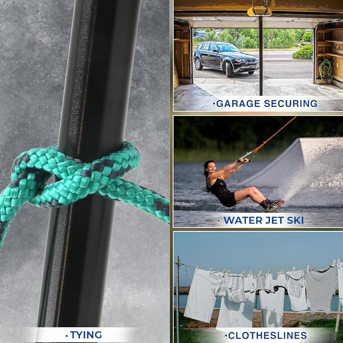 5/16" - 32' (8 mm x 10 m) 16 Strand Strong Heavy-Duty Tactical Paracord, Clothes Line Camping Utility - All-Purpose Lightweight Diamond Braid Rope for Tie, Pull, Swing, Knot