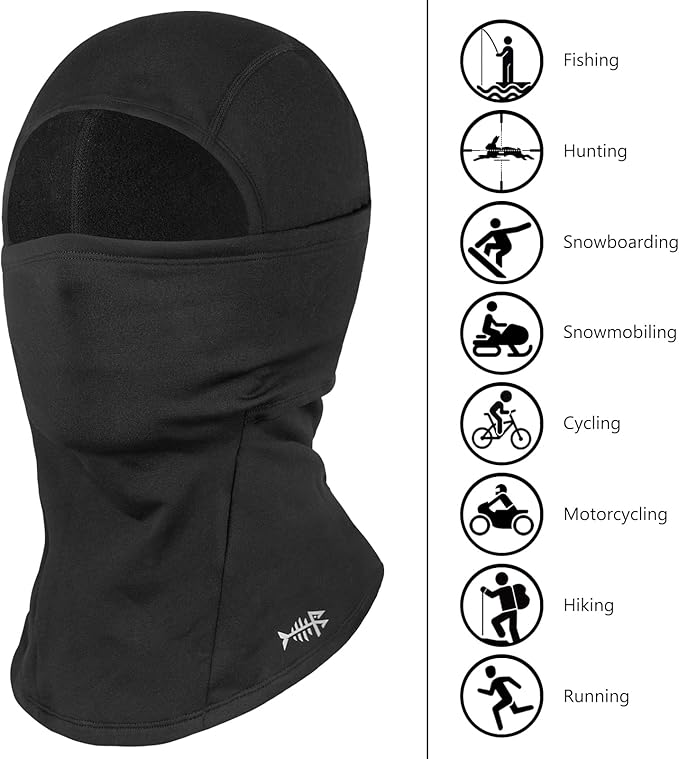 BASSDASH Winter Balaclava Fleece Ski Mask Ninja Hood Neck Warmer Fishing Hunting