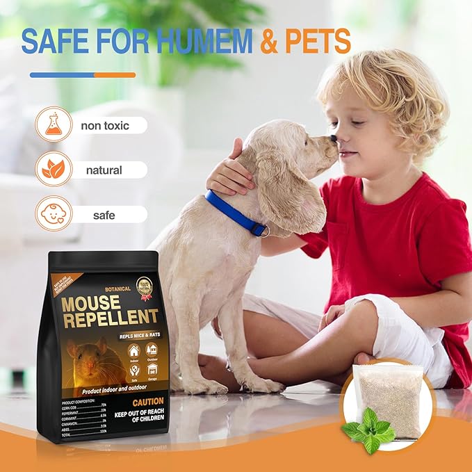 12 Pack Mouse Repellent Pouches,Rodent Repellent for Car Engines,Mouse deterrents That Works,Peppermint Oil to Repel Mice and Rat