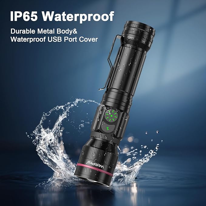 2 Pack Rechargeable Flashlight, Bright LED Flash Light, 5 Modes, Zoomable Small Torch with Clip, Waterproof, Flash Lights for Camping Essential Outdoor Home Emergency