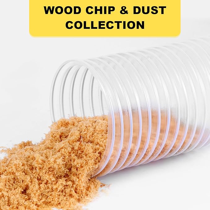 2 1/2"x20'Dust Collection Hose,2-1/2Inch Collector Flexible Tube with 304 Stainless Steel Clamps,PVC 2.5"Dust Collection Hose- Puncture Resistant (2 1/2"x20')