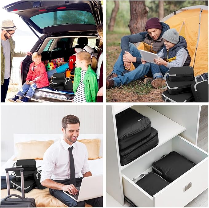 Gonex Compression Packing Cubes, 3pcs/4pcs Expandable Storage Travel Luggage Bags Organizers