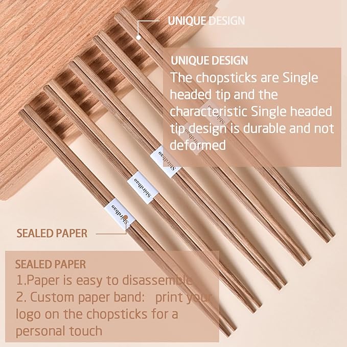 100 pairs Bamboo Disposable Separated Chopsticks With Paper Band Japanese and Chinese Wooden for Sushi Ramen Restaurant, 9.5 Inches(Brown)