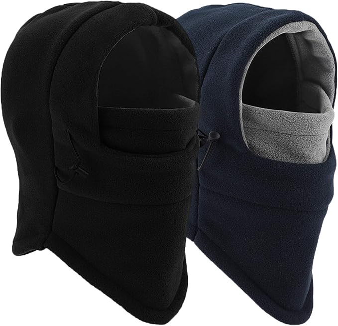 Balaclava Ski Mask 2 Pcs - Windproof Warmer Fleece Adjustable Winter Mask for Men Women