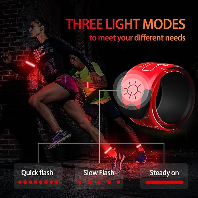 2 Pack LED Armband - Rechargeable Running Lights with Reflective Gear, High Visibility LED Wristband Lights