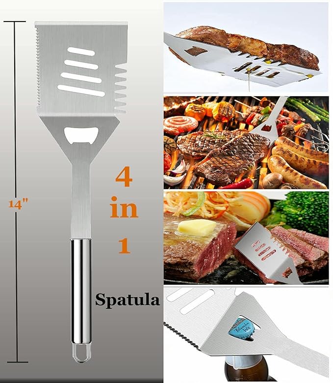 MUJUZE Grilling Accessories,20pcs BBQ Accessories Set,Grilling Gifts for Men Dad Fathers Day,Stainless Steel BBQ Tools for Men with Apron,Grill Tools Set for Outdoor,Camping,Backyard