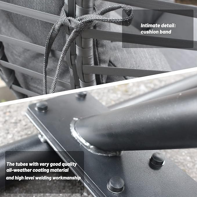 JOYBASE Hanging Egg Chair with Stand, Outdoor Wicker Rattan Egg Swing Chair with Stand and Cushion for Indoor Outdoor Bedroom Patio Garden (Grey/Black)