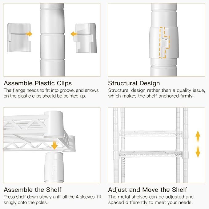Ulif U11 Over Washer and Dryer Shelves, 3 Tiers Laundry Room Storage and Organizer Standing Shelf, Metal Freestanding Clothes Drying Rack, 33.9" W x 19.7" D x 77.6" H, White