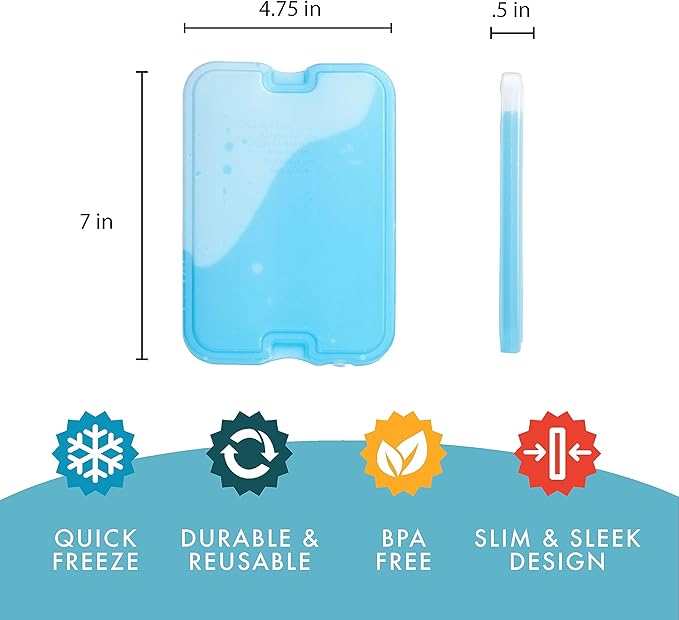 Cool Coolers by Fit + Fresh, Reusable XL Slim Ice Packs for Lunch Boxes, Green (Pack of 24)