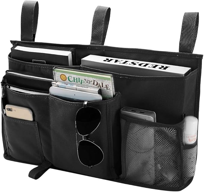 Bseash Bunk Bed Organizer, Bedside Caddy Hanging Bed Organizer Storage Bag 8 Pockets, for College Dorm Rooms Bed, Hospital Bed, Baby Bed Rails, 600D Oxford Cloth