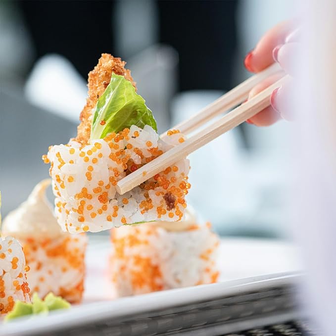 Disposable Chopsticks, 50 Sets - UV Treated Premium Bamboo, Individually Wrapped for Sushi, Chinese, Japanese, and Asian Food